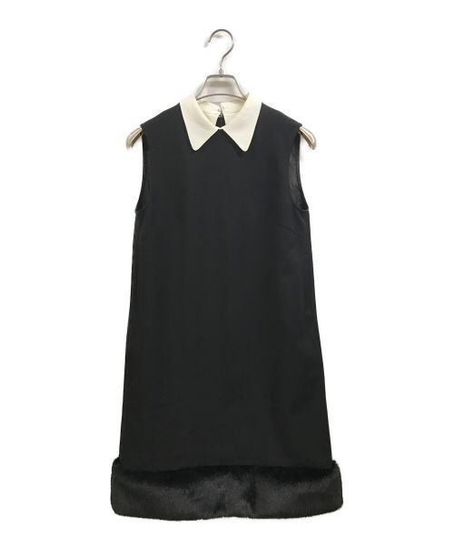 CELFORD（セルフォード）CELFORD (セルフォード) 裾ファー切替Aラインワンピース ブラック サイズ:36の古着・服飾アイテム