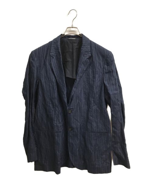 EMPORIO ARMANI（エンポリオアルマーニ）EMPORIO ARMANI (エンポリオアルマーニ) シワ加工テーラードジャケット ネイビー サイズ:50の古着・服飾アイテム