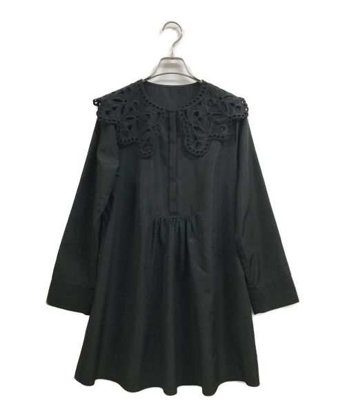 CELFORD（セルフォード）CELFORD (セルフォード) ビックスカラップカラーブラウス ブラック サイズ:38の古着・服飾アイテム