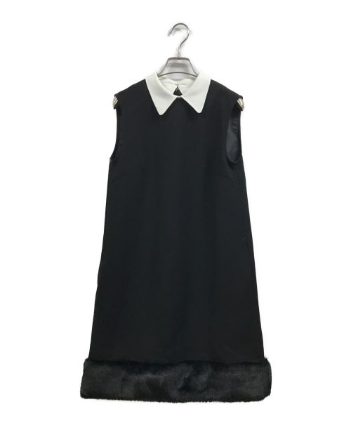 CELFORD（セルフォード）CELFORD (セルフォード) 裾ファー切替Aラインワンピース ブラック サイズ:36 未使用品の古着・服飾アイテム