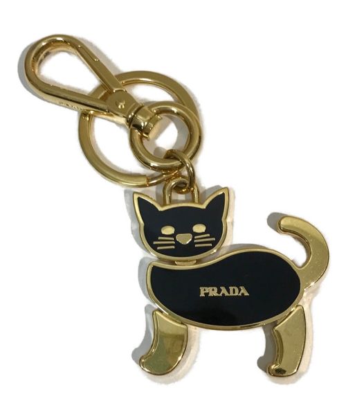 PRADA（プラダ）PRADA (プラダ) キャットモチーフチャーム ブラック×ゴールドの古着・服飾アイテム