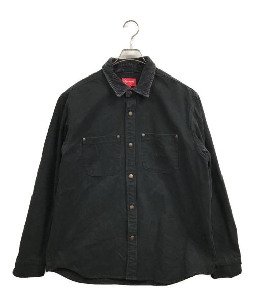 SUPREME（シュプリーム）SUPREME (シュプリーム) 19AW Script Canvas Snap Shirt ブラック サイズ:XLの古着・服飾アイテム