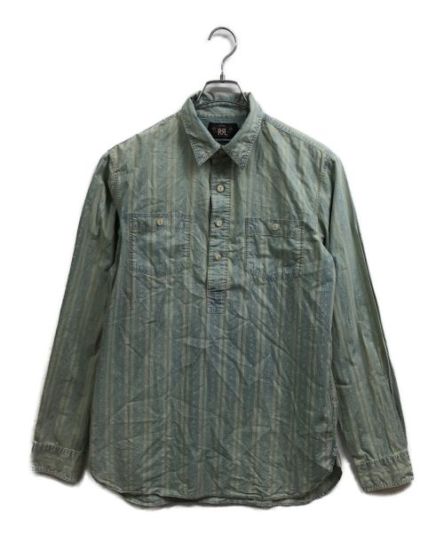 RRL（ダブルアールエル）RRL (ダブルアールエル) チンスト付き総柄ハーフボタンシャツ ミント サイズ:Mの古着・服飾アイテム