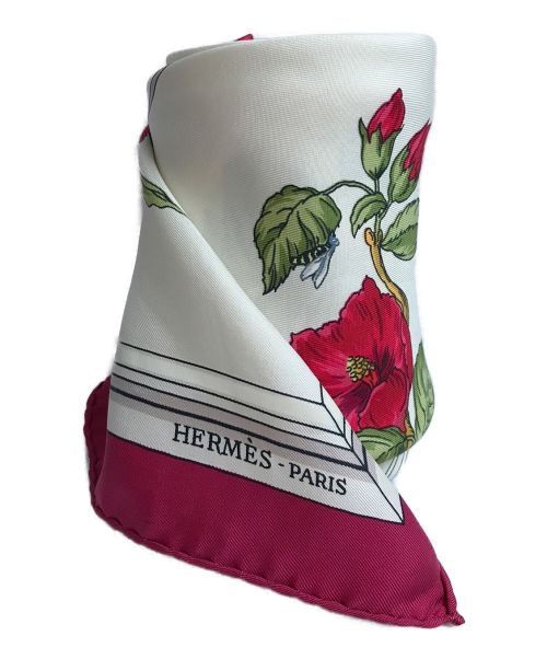HERMES（エルメス）HERMES (エルメス) スカーフ レッド×ホワイトの古着・服飾アイテム