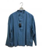 EMPORIO ARMANIエンポリオアルマーニ）の古着「バンドカラーシャツ」｜ブルー