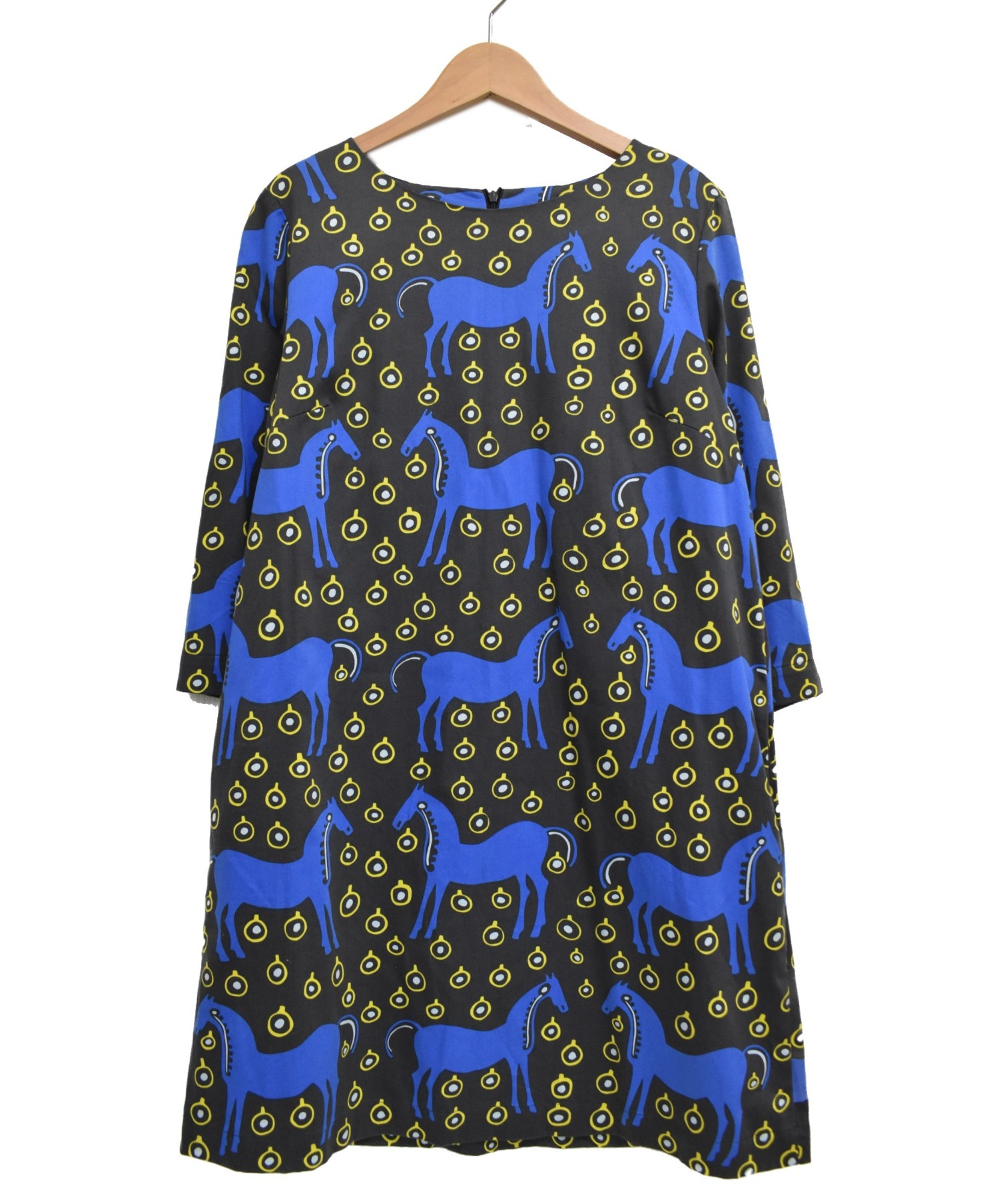 中古 古着通販 Marimekko マリメッコ Musta Tamma ワンピース グレー ブルー サイズ 36 Maija Isola ブランド 古着通販 トレファク公式 Trefac Fashion