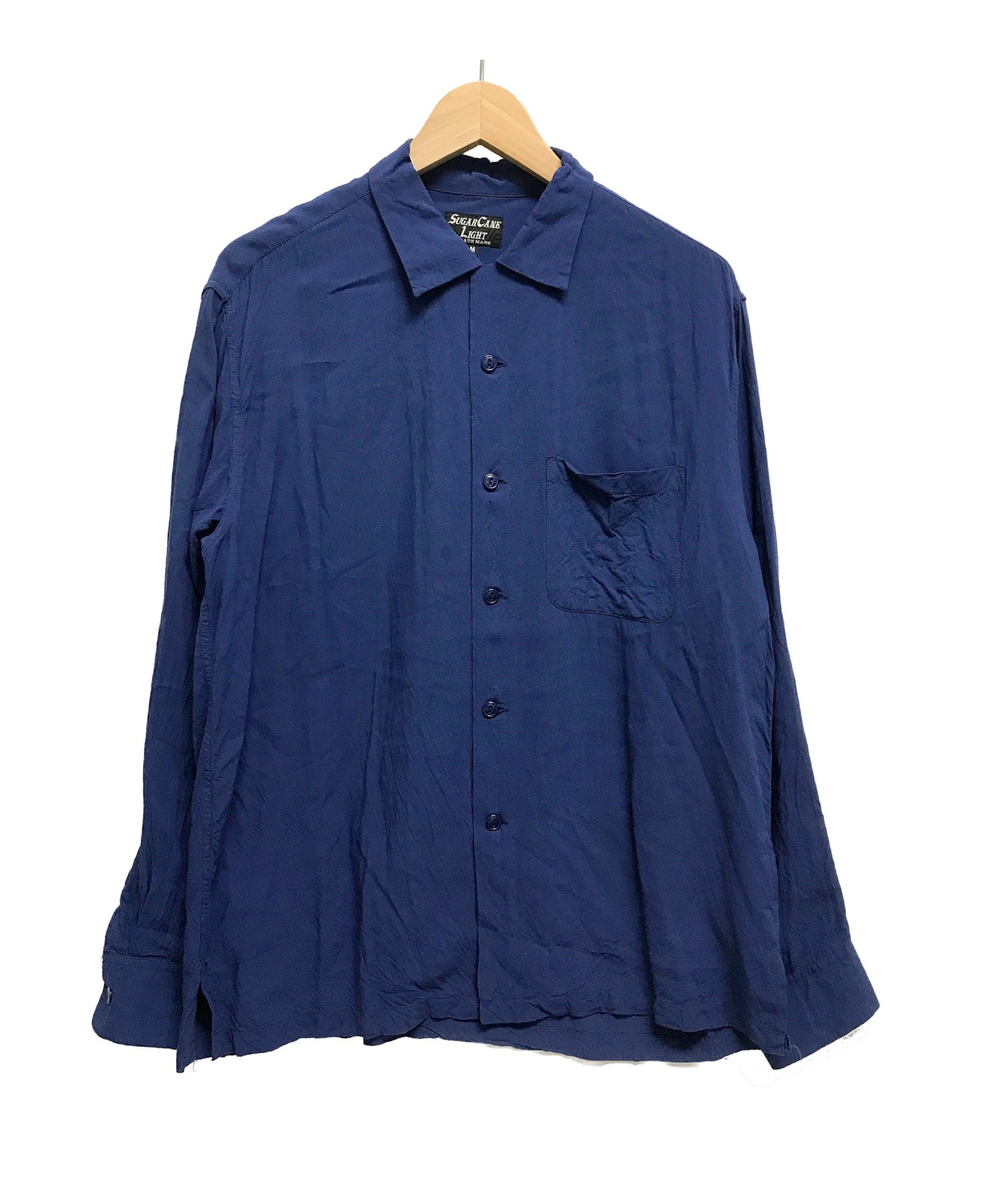 【中古・古着通販】SUGAR CANE (シュガーケーン) オープンカラーシャツ/ポケットシャツ ブルー サイズ:M 東洋エンタープライズ
