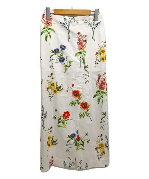 MACPHEE（マカフィー）MACPHEE (マカフィー) BOUQUET ペンシルスカート フラワープリント ホワイト サイズ:34の古着・服飾アイテム