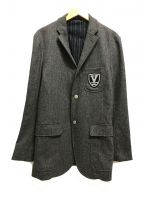 VAN JAC（ヴァン）の古着「ウールワッペン刺繍2Bジャケット」｜グレー