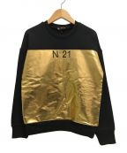 N°21（ヌメロヴェントゥーノ）の古着「metallic logo print sweatshirt」｜ブラック×ゴールド