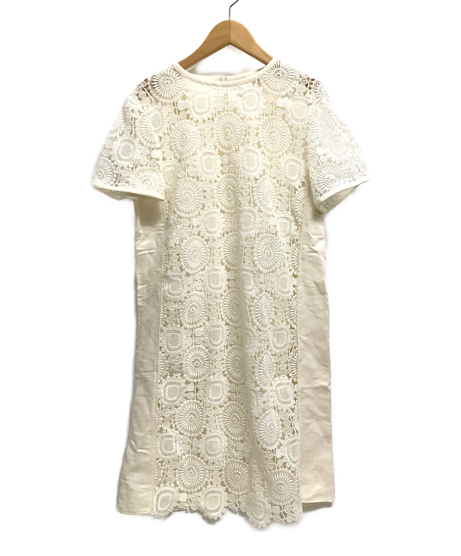 中古 古着通販 Chloe クロエ リネンシルクインナー付レース切替ワンピース アイボリー サイズ S ブランド 古着通販 トレファク公式 Trefac Fashion
