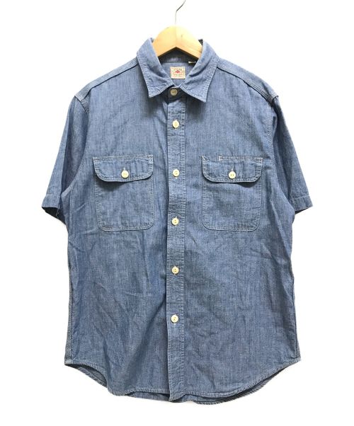 SUGAR CANE（シュガーケーン）SUGAR CANE (シュガーケーン) シャンブレー半袖ワークシャツ ブルー サイズ:Sの古着・服飾アイテム