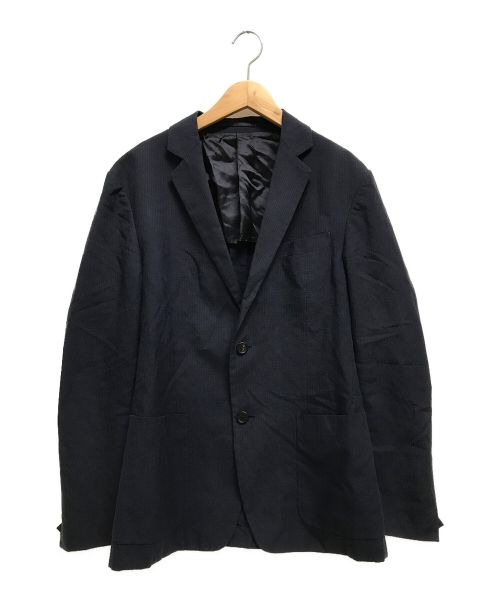 PRADA（プラダ）PRADA (プラダ) ストライプテーラードジャケット ネイビー サイズ:48の古着・服飾アイテム