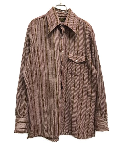 Sears（シアーズ）Sears (シアーズ) 70's ヴィンテージストライプシャツ ブラウン サイズ:Lの古着・服飾アイテム