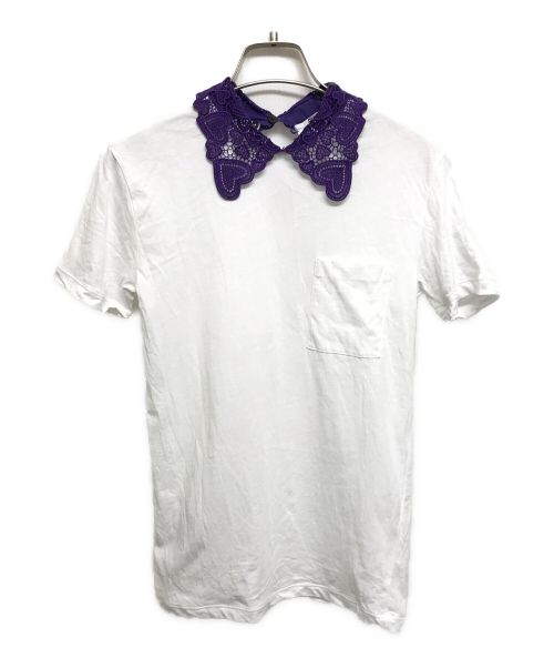 MIU MIU（ミュウミュウ）MIU MIU (ミュウミュウ) 襟ハートレースカラーカットソー ホワイト サイズ:XSの古着・服飾アイテム