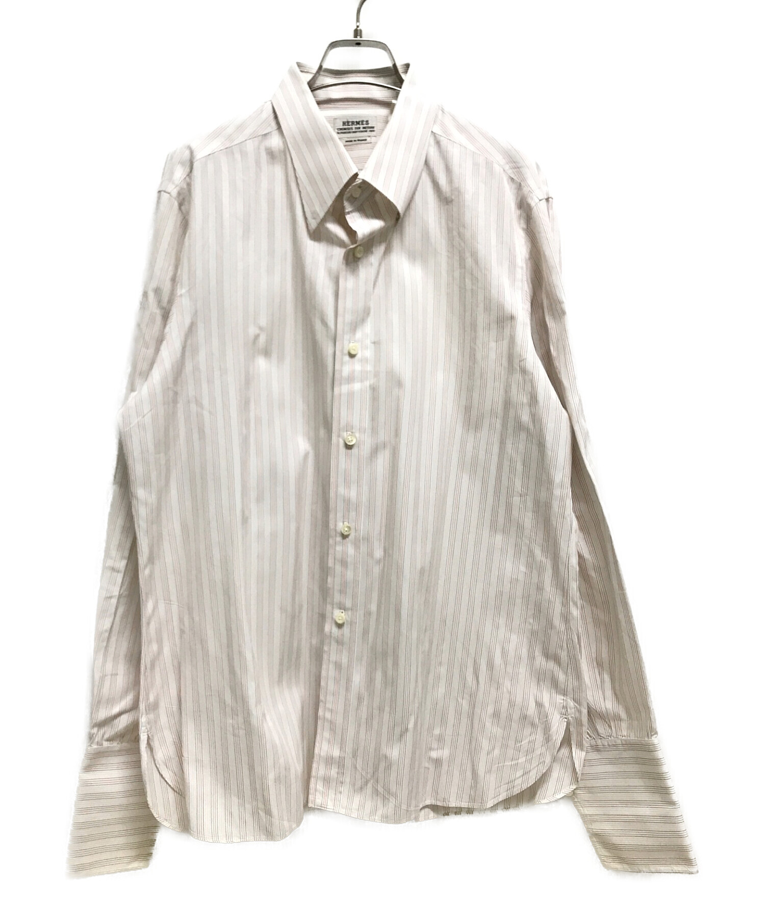 HERMES (エルメス) 袖セリエボタンストライプシャツ ピンク×ホワイト サイズ:下記参照