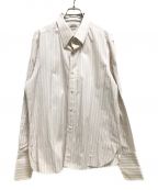 HERMES（）の古着「袖セリエボタンストライプシャツ」｜ピンク×ホワイト
