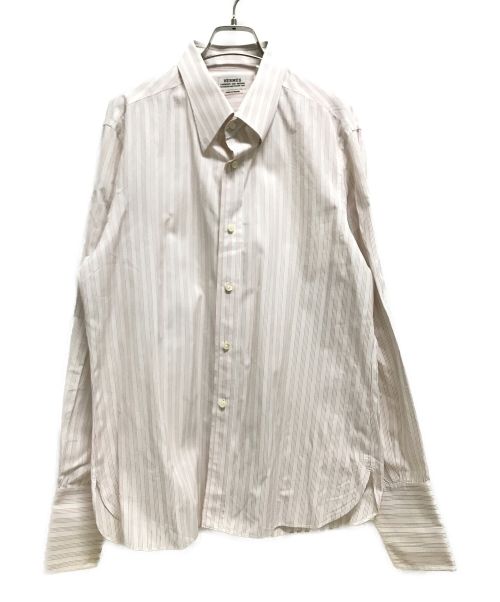 HERMES（エルメス）HERMES (エルメス) 袖セリエボタンストライプシャツ ピンク×ホワイト サイズ:下記参照の古着・服飾アイテム