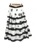 Lois CRAYON（）の古着「レース装飾フレアスカート」｜ホワイト×ブラック