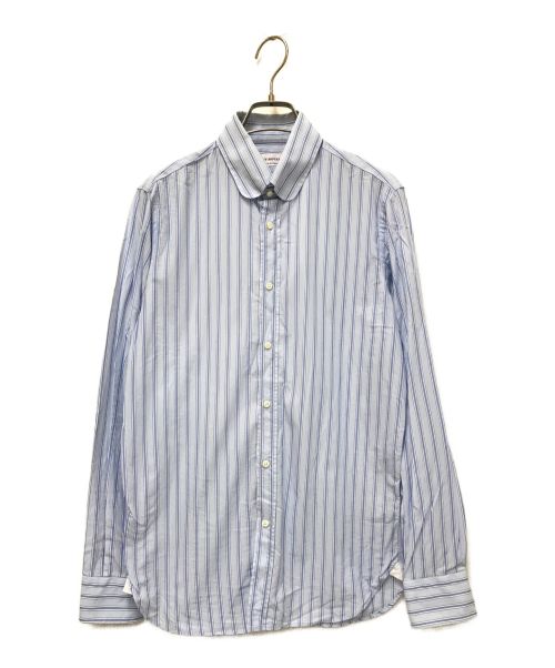 GUY ROVER（ギローバー）GUY ROVER (ギローバー) ストライプ ラウンド タブカラーシャツ ブルー サイズ:38/15の古着・服飾アイテム