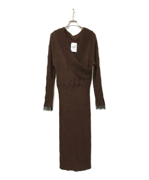 HER LIP TO（ハーリップトゥ）HER LIP TO (ハーリップトゥ) Wrap-Effect Knit Dress ブラウン サイズ:Mの古着・服飾アイテム