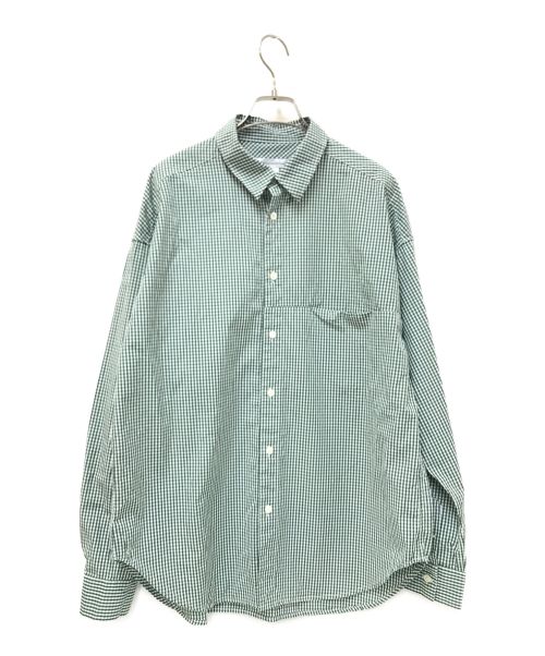 EEL（イール）EEL (イール) Palette Shirt ホワイト×グリーン サイズ:Lの古着・服飾アイテム