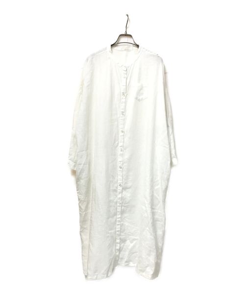 ista-ire（イスタイーレ）ista-ire (イスタイーレ) コットン シャーリングノーカラー ワンピース ホワイト サイズ:FREEの古着・服飾アイテム