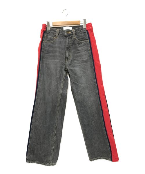 FACETASM（ファセッタズム）FACETASM (ファセッタズム) BASKETBALL DENIM PANTS グレー×レッド サイズ:1の古着・服飾アイテム