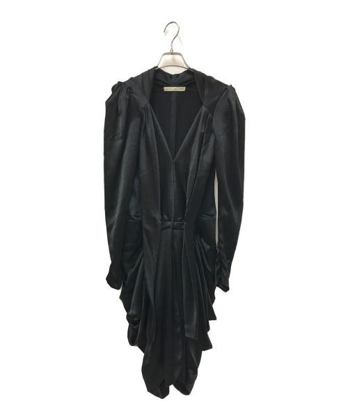 BALENCIAGA（バレンシアガ）BALENCIAGA (バレンシアガ) Black Satin Gathered Dress ブラック サイズ:36の古着・服飾アイテム
