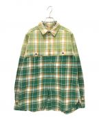 NIGEL CABOURNナイジェルケーボン）の古着「ジップアップチェックシャツ」｜グリーン