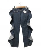 MM6 Maison Margielaエムエムシックス メゾンマルジェラ）の古着「Ruffled jeans」｜インディゴ