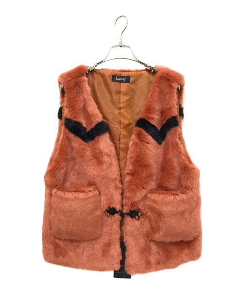 Lamrof（ラムロフ）Lamrof (ラムロフ) Fur Hippie Vest オレンジ サイズ:F 未使用品の古着・服飾アイテム