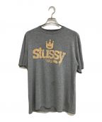 stussyステューシー）の古着「クラウンプリントTシャツ」｜グレー