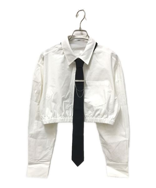 d'zzit（ディジット）d'zzit (ディジット) ネクタイコンビショート丈シャツ ホワイト サイズ:Sの古着・服飾アイテム