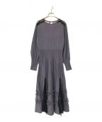 HER LIP TOハーリップトゥ）の古着「Lace Trimmed Knit Long Dress」｜パープル