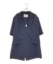 Ameri (アメリ) BACK CURTAIN OPEN HS JACKET ネイビー×ホワイト サイズ:M
