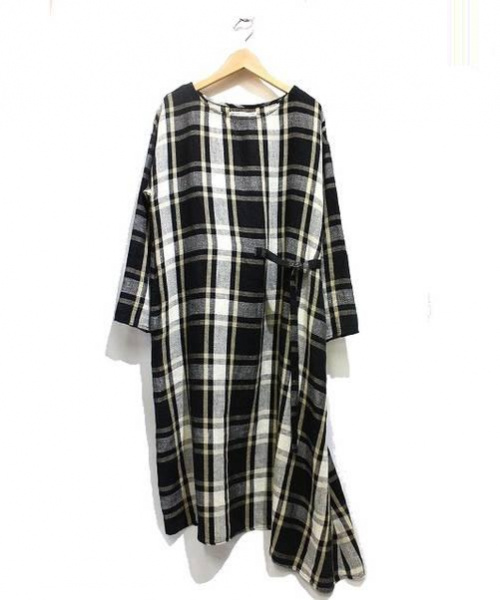 中古 古着通販 Conges Payes Adieu Tristesse コンジェ ペイエ アデュートリステス リネンチェックアシンメトリー ワンピース ブラック ベージュ サイズ 表記なし 17ss ブランド 古着通販 トレファク公式 Trefac Fashion