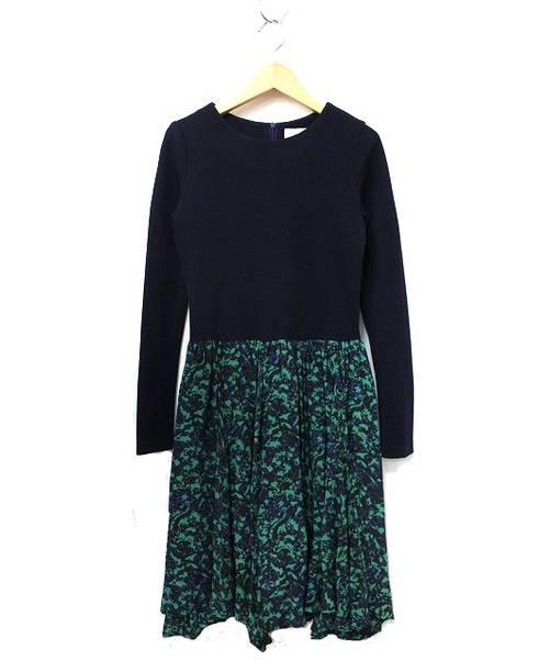中古 古着通販 Ambali アンバリ 切替ワンピース ネイビー グリーン サイズ 36 毛玉有 ブランド 古着通販 トレファク公式 Trefac Fashion
