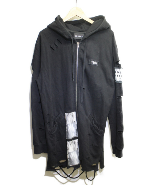 中古 古着通販 Misbhv ミスビヘイブ ダメージ加工ロングジップパーカー ブラック サイズ ｍ ブランド 古着通販 トレファク公式 Trefac Fashion