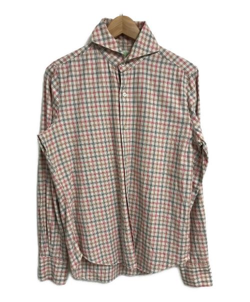 finamore（フィナモレ）finamore (フィナモレ) ホリゾンタルカラーチェックシャツ トリコロールカラー サイズ:38の古着・服飾アイテム