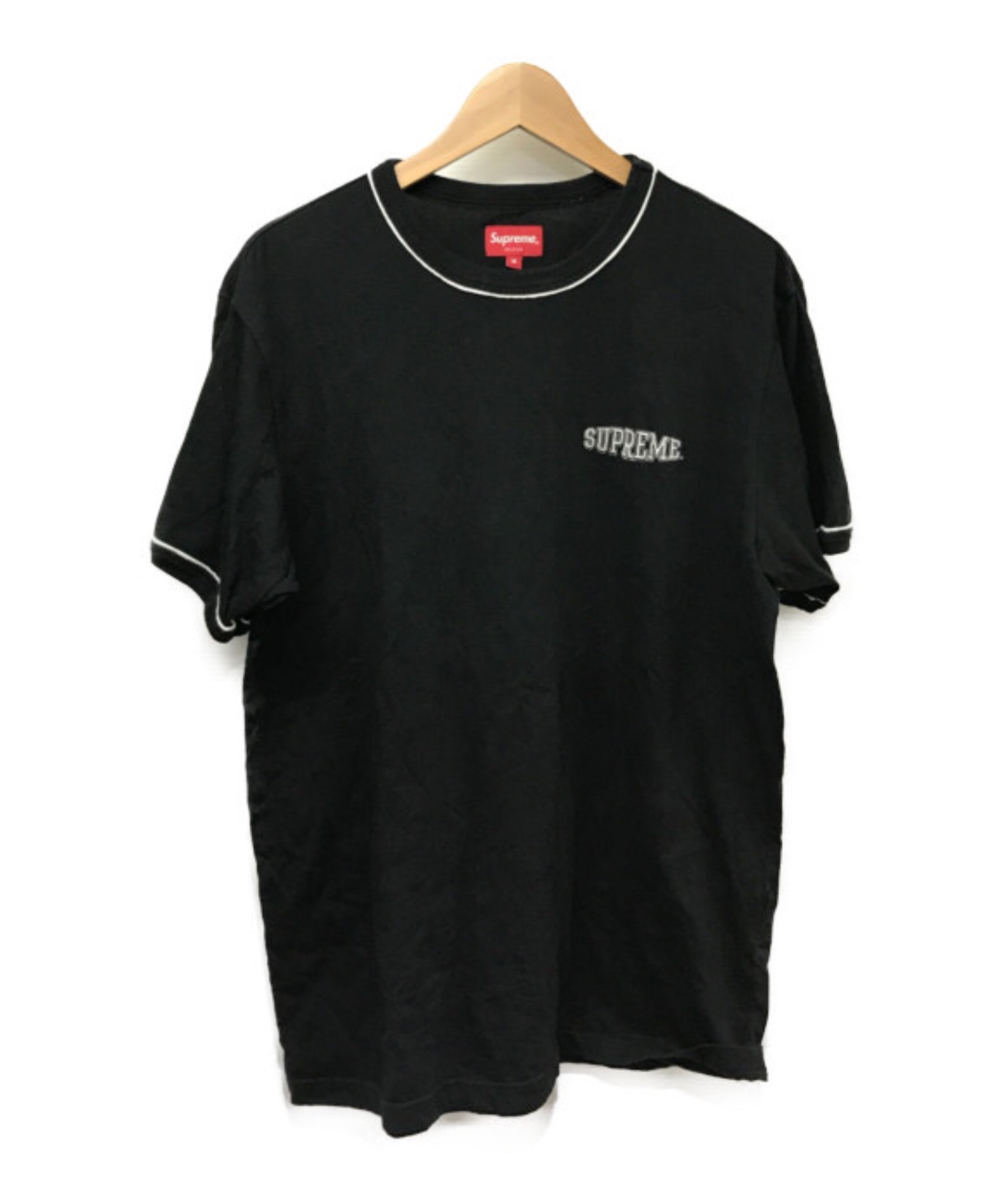 SUPREME (シュプリーム) パイピングリンガーTシャツ ブラック×ホワイト サイズ:M 18SS Piping Ringer Tee