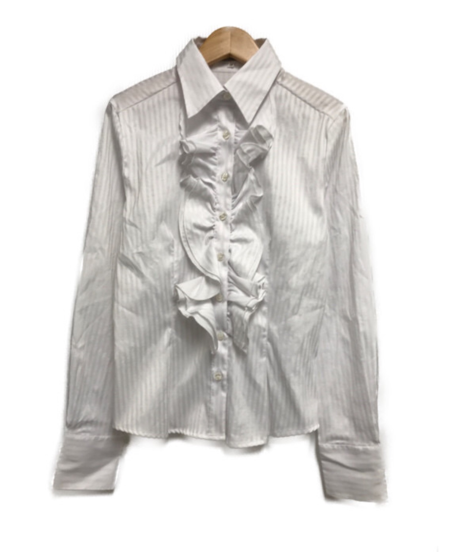 NARA CAMICIE (ナラカミーチェ) フロントフリルL/Sシャツ ホワイト サイズ:2 未使用品
