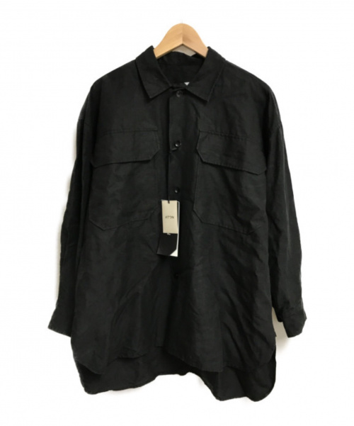 ATON（エイトン）ATON (エイトン) LINEN WEATHER オーバーサイズシャツ ブラック サイズ:1の古着・服飾アイテム