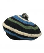 COMFORTABLE REASON（コンフォータブルリーズン）の古着「Stripe Tam O'Shanter Hat」｜ブラック×アイボリー