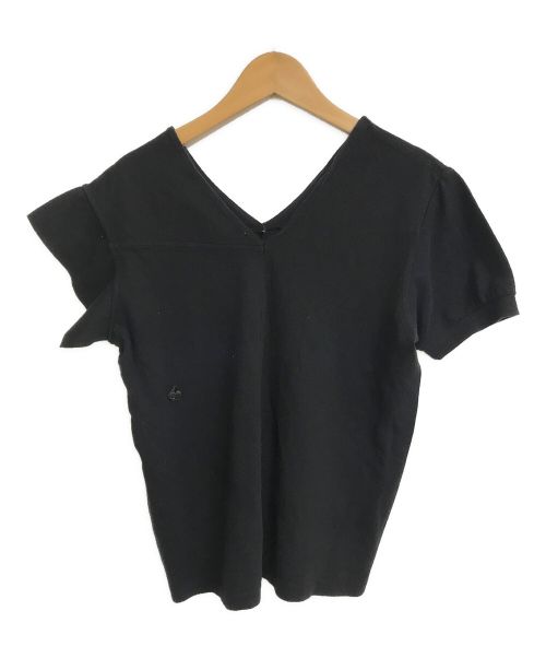 MARTIN MARGIELA（マルタン・マルジェラ）MARTIN MARGIELA (マルタン・マルジェラ) アーティザナル クローバーワンポイント再構築VネックTシャツ ブラック サイズ:Lの古着・服飾アイテム