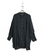 mizuiro-ind（）の古着「シアーバンドカラーロングシャツ」｜ブラック