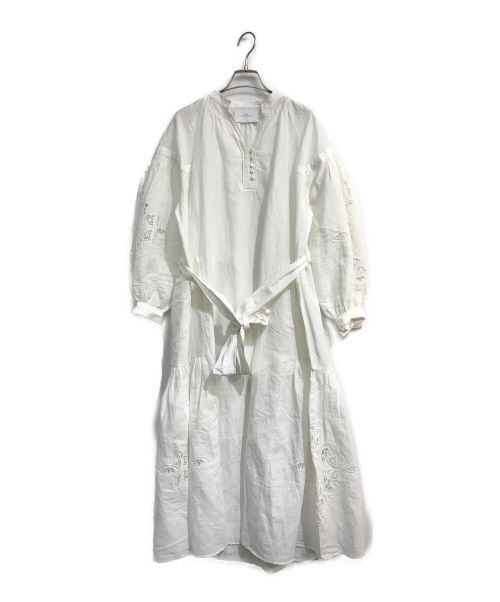 mala KALANCHOE（マーラ カランコエ）mala KALANCHOE (マーラ カランコエ) Linen Cut Work Dress 380421KG2 ホワイト サイズ:Mの古着・服飾アイテム