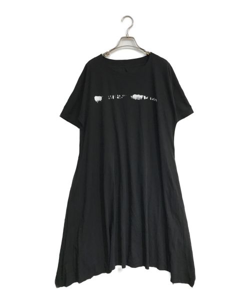 慈雨（ジウ）慈雨 (ジウ) プリントジャージーワンピース ブラック サイズ:38の古着・服飾アイテム