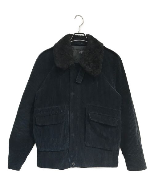 A.P.C.（アーペーセー）A.P.C. (アー・ペー・セー) コーデュロイフライトジャケット ブラック サイズ:1の古着・服飾アイテム