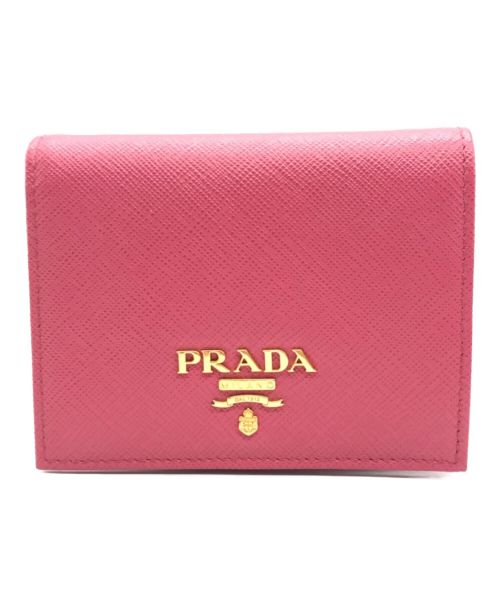 PRADA（プラダ）PRADA (プラダ) サフィアーノ コンパクトウォレット　1MV204 ピンクの古着・服飾アイテム